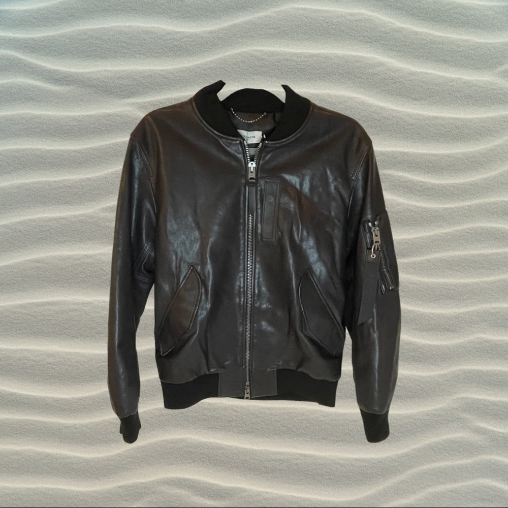 NWT Size 44. COACH Midnight Leather jacket